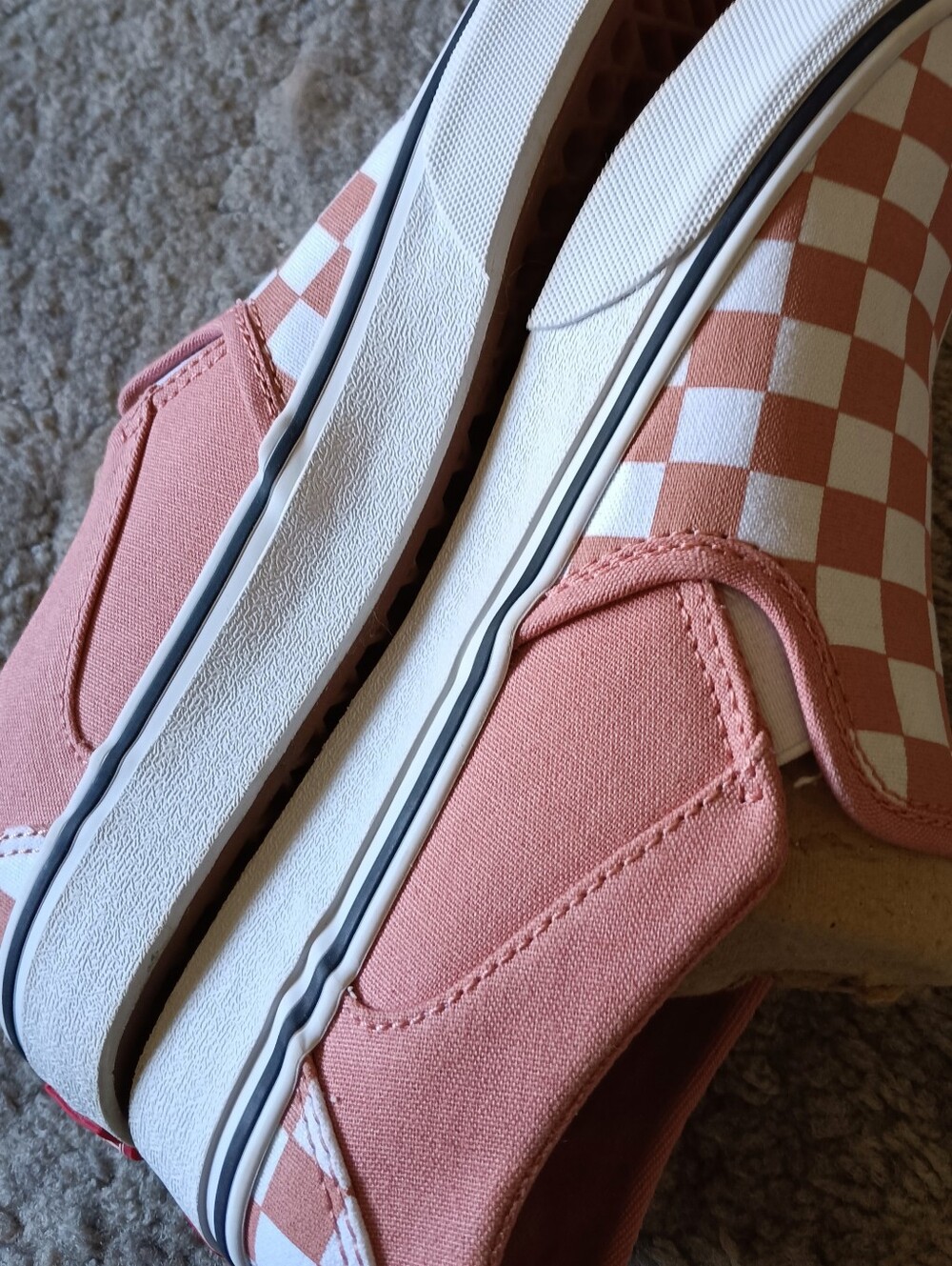 🖤 Vans Asher Checkerboard Canvas Slip on Sneakers Shoes Womens 7.5 Pink Peach - Picture 9 of 12
